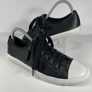 COACH Empire Zipper Sneakers Black Pebble Leather Low Top Shoes Women’s 9.5B